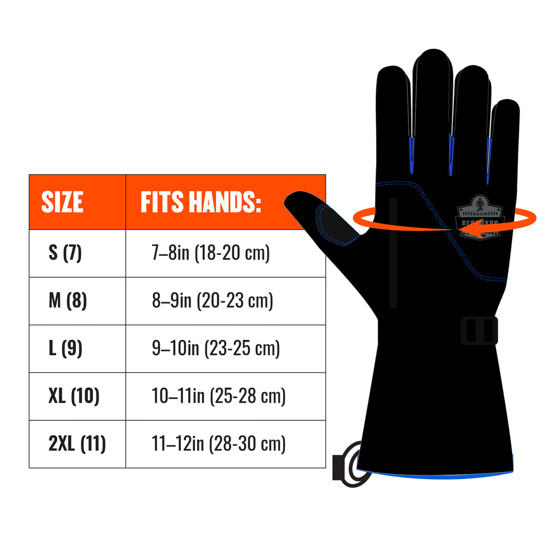 Ergodyne 17602 Size chart