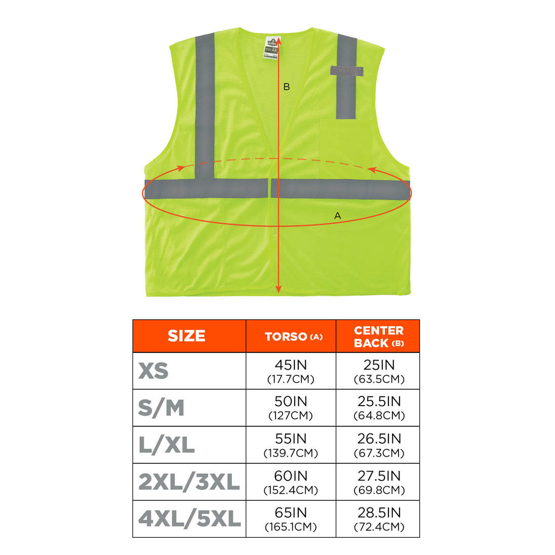 Ergodyne 2102 Size Dimensions