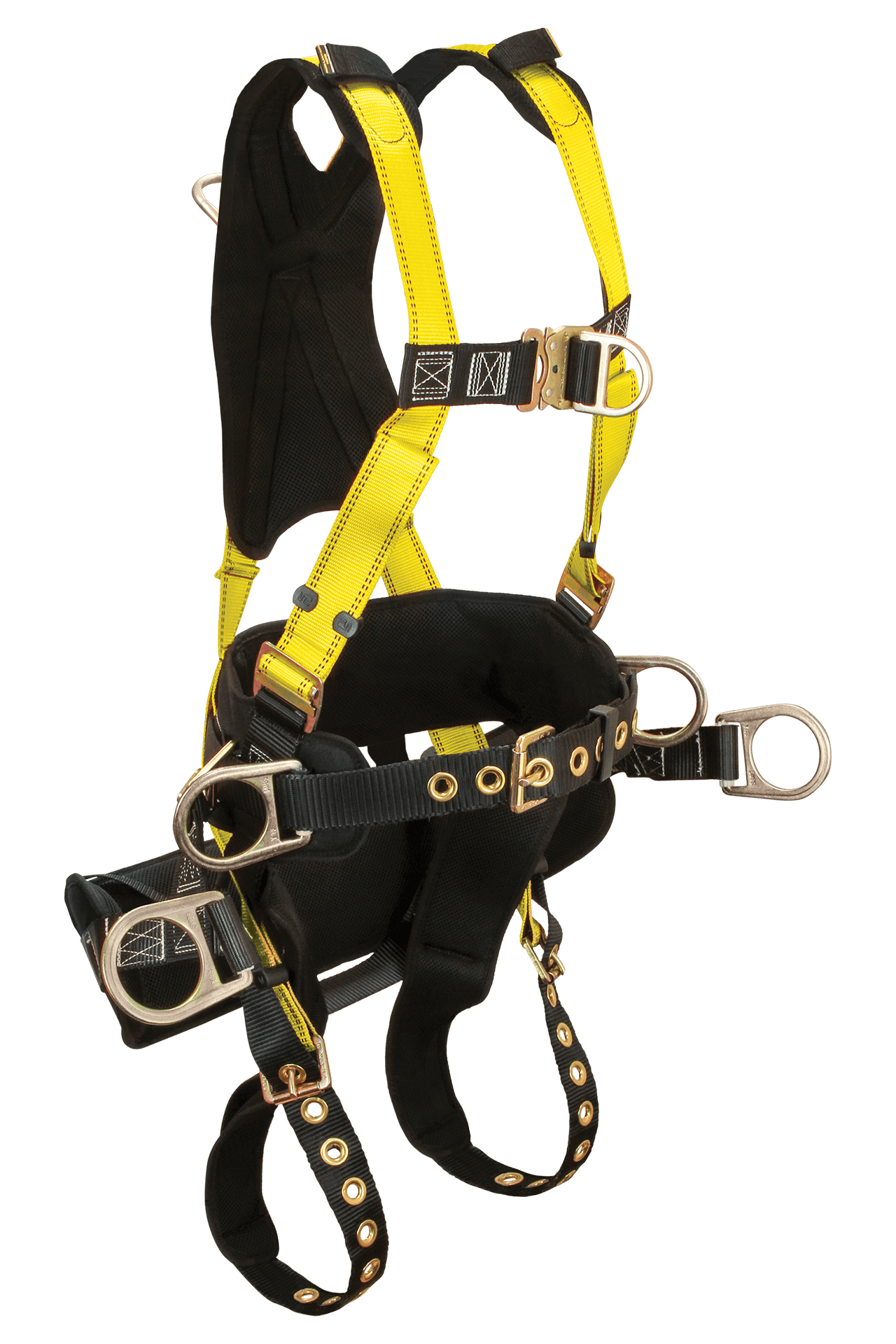 Falltech 7048 Journeyman 6D Tower Climber full body harness with removable suspension and positioning seat