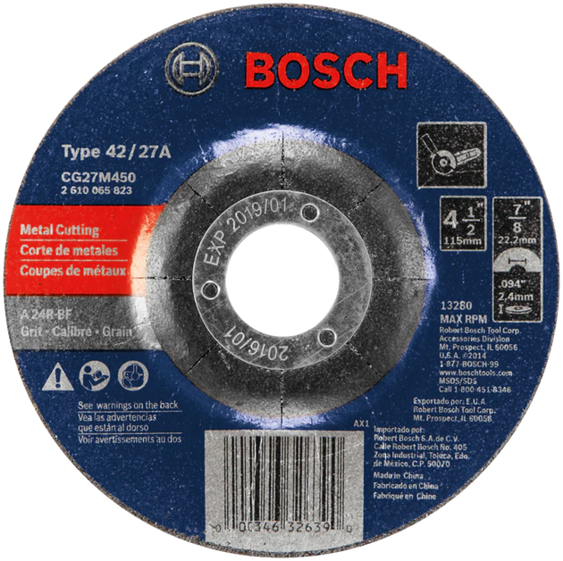 Bosch CG27M450 4-1/2" x 3/32" abrasive wheel - 25 pack