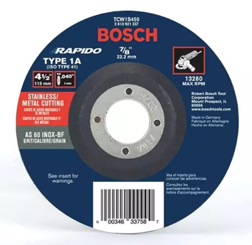Bosch TCW1S450 4-1/2" type 1A thin cutting wheel