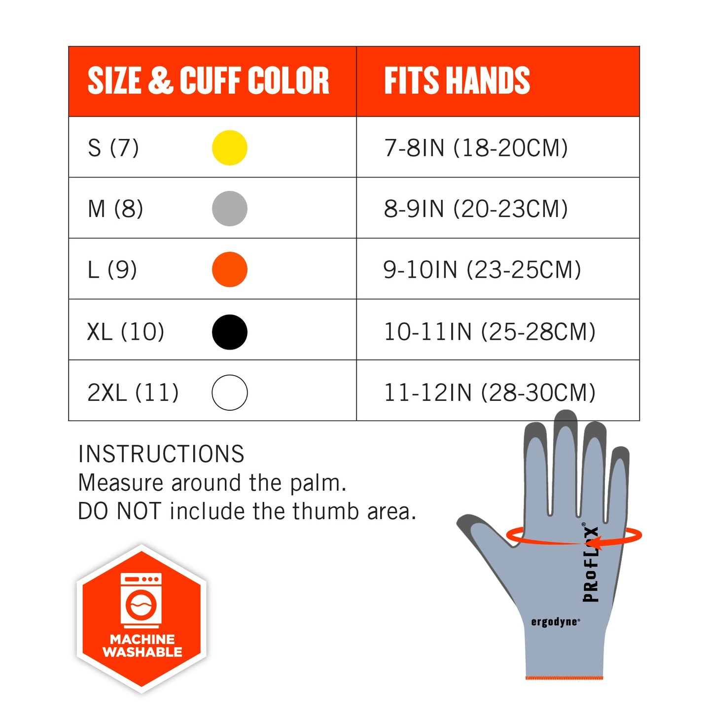 Ergodyne 10432 Size Chart