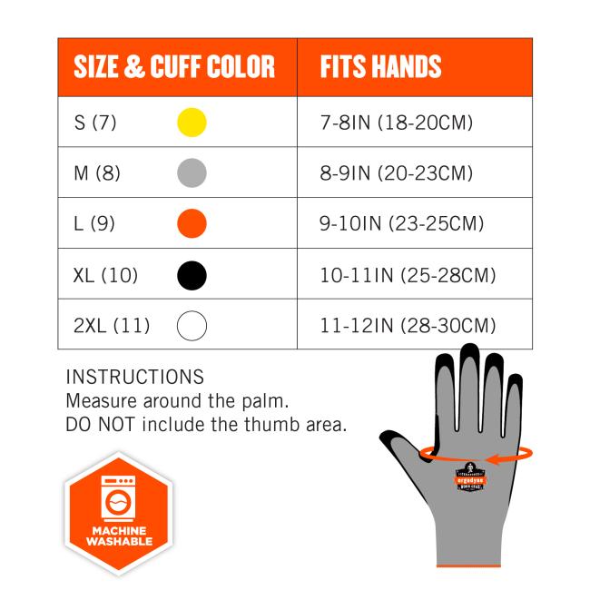 Ergodyne 17982 Size Chart