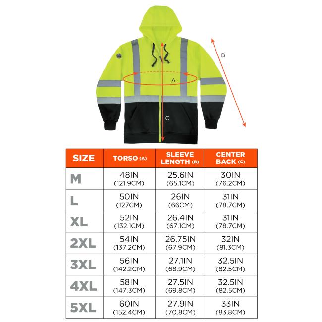 Ergodyne 21847 Sizing chart