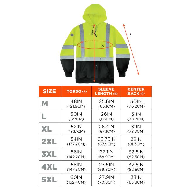 Ergodyne 21883 Sizing chart