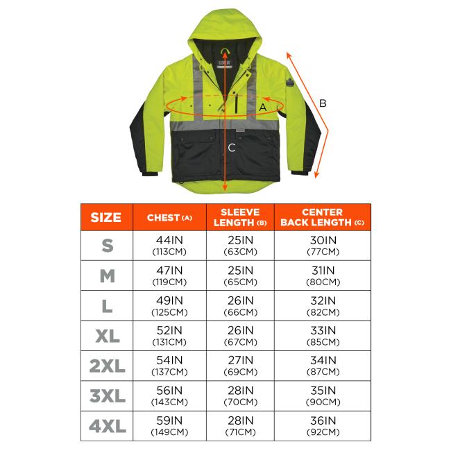 Ergodyne 2397 Sizing chart