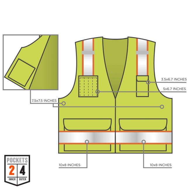 Ergodyne 2407 Pocket Sizes