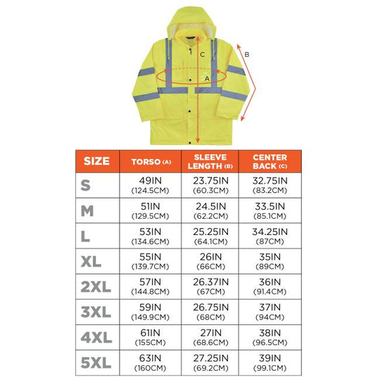 Ergodyne 24332 sizing chart