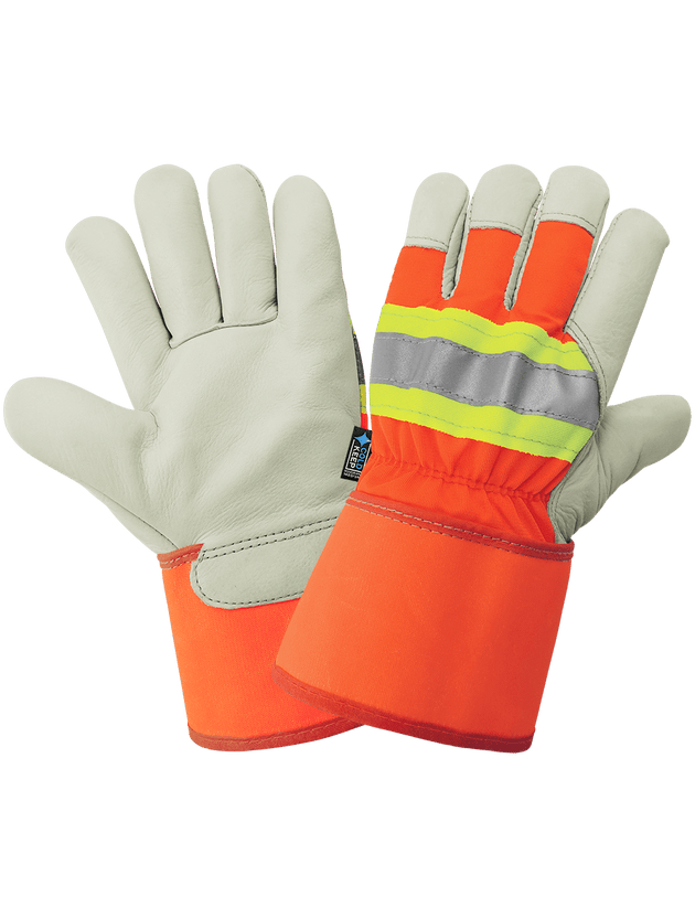 Global Glove 2950HV-M High-Visibility Cowhide Leather Gloves