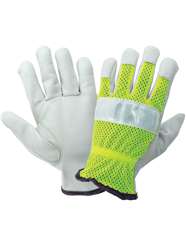 Global Glove 3100GHV High-Visibility Goatskin Leather Drivers Style Gloves